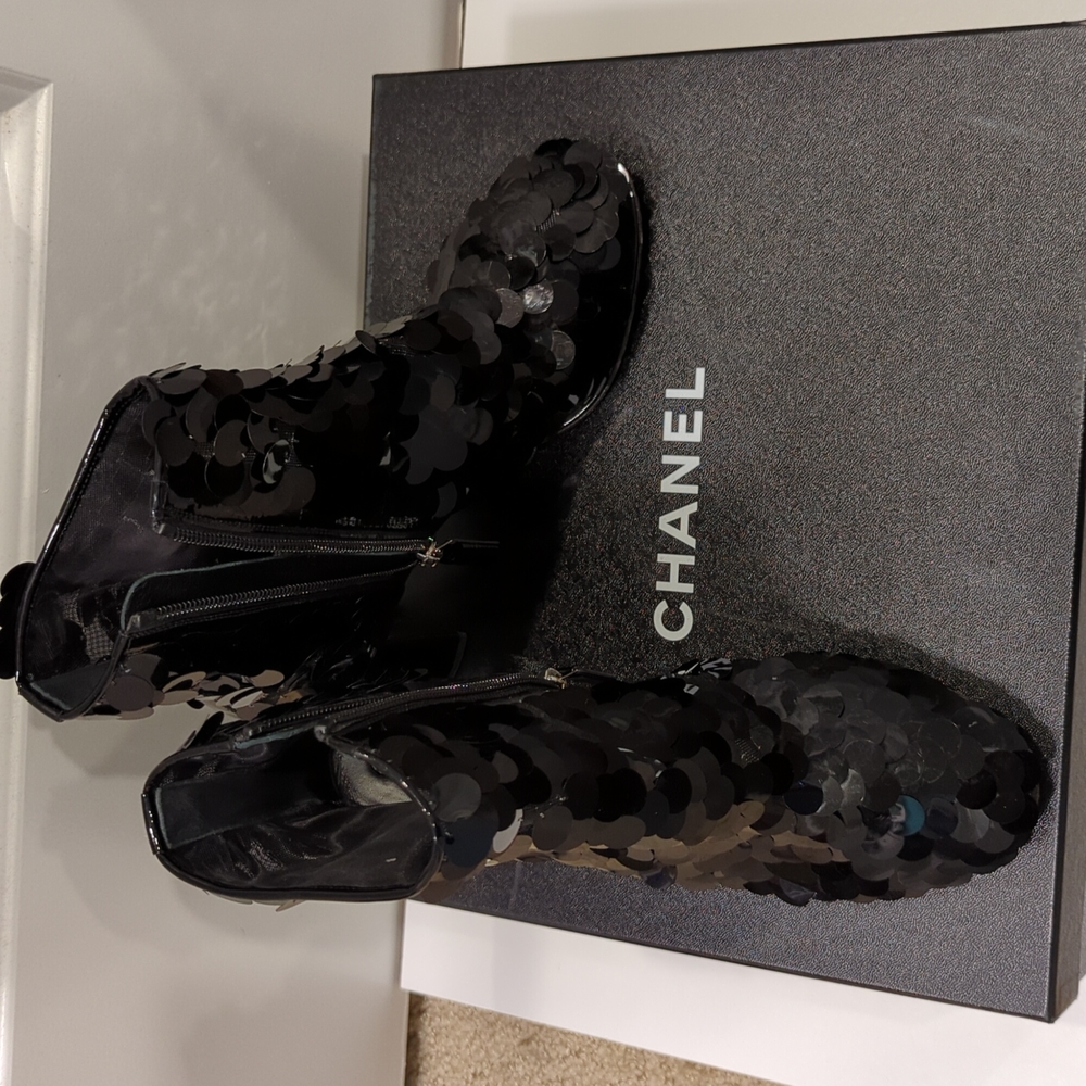 Chanel Sequin Booties